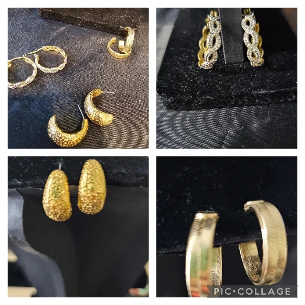Earrings Set of 3 pairs gold tone
